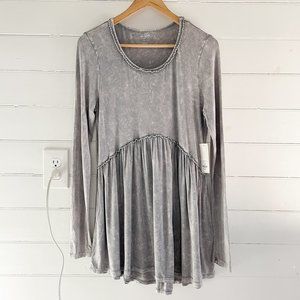 NWT Francesca's Alya Acid Washed Tunic Peplum Top